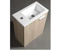 AQUALINE ZOJA skříňka s umyvadlem z litého mramoru 40x22 cm, dub platin (3)