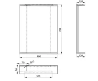 AQUALINE KORIN STRIP zrcadlo s LED osvětlením 40x70x12cm (2)