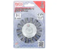 BGS Kartáč plochý copový 75mm, dřík 6mm, ocelový drát 0,5mm (4)