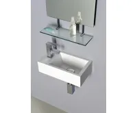 SAPHO AMAROK umývátko, litý mramor, 40x22cm, baterie vlevo, bílá (5)