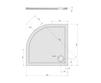 POLYSAN SERA sprchová vanička z litého mramoru, čtvrtkruh 100x100cm, R550, bílá (6)