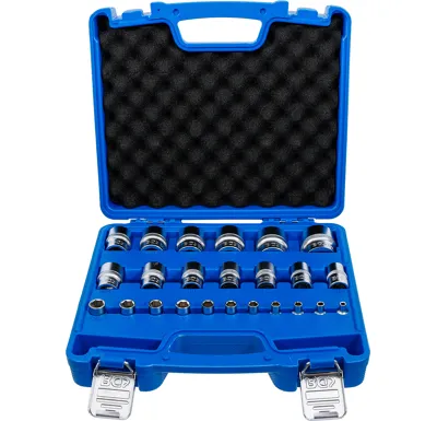 BGS Hlavice nástrčné šestihran, 1/4" 6,3 mm, 1/2" 12,5 mm, 23 dílů