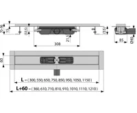 ALCAPLAST Sprchový liniový žlab nerezový, s okrajem, pro perforovaný rošt, délka 750 mm APZ101-750 (1)