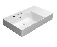 GSI KUBE X keramické umyvadlo 80x47cm, s odkládací plochou vpravo, broušená spodní hrana, 3 otvory, bílá ExtraGlaze