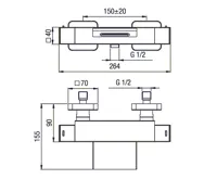 SAPHO DIMY nástěnná vanová termostatická baterie, kaskáda, chrom (5)