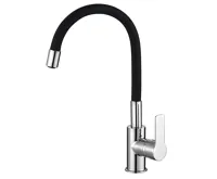 AQUALINE LORE stojánková dřezová baterie, flexibilní ramínko, černá/chrom