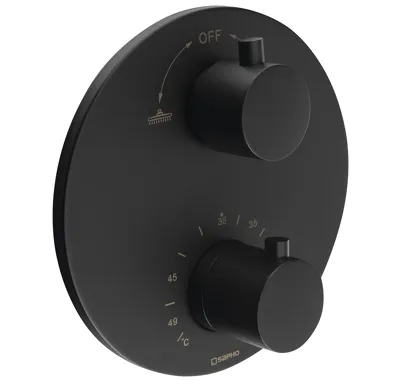SAPHO Podomítková sprchová termostatická baterie, box, 2 výstupy, černá mat
