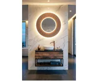 SAPHO PRIDE STRIP kulaté zrcadlo s LED osvětlením v rámu ø 75cm, bronz (3)