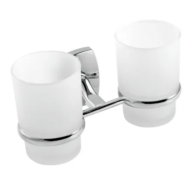 NOVASERVIS Dvojitý držák kartáčků a pasty sklo Orfeus chrom - 6957,0