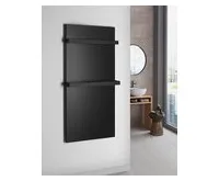 SAPHO ENIS koupelnový sálavý topný panel 600W, 590x1200 mm, držáky ručníků, IP44, černá mat (1)