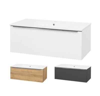 Mailo, koupelnová skříňka s keramickým umyvadlem, antracit, 1 zásuvka, 1010x470x480 mm