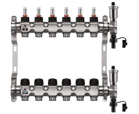 WIGELL Nerezový rozdělovač 6 okruhů, pro podlahového topení s hlavicemi a průtokoměry WIGELL Nerezový rozdělovač 6 okruhů, pro podlahového topení s hlavicemi a průtokoměry