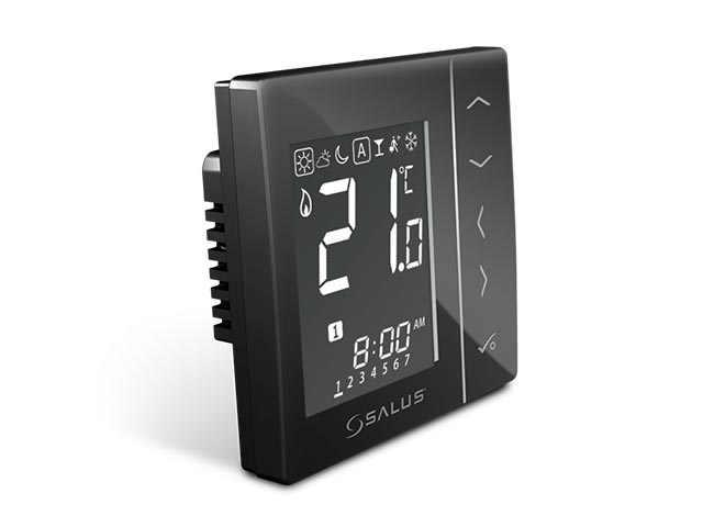 SALUS Týdenní programovatelný termostat 230V - černý VS30B, Drátové