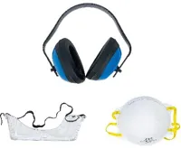 BGS Respirátor proti prachu,ochranné brýle a tlumič hluku,3 díly (2)