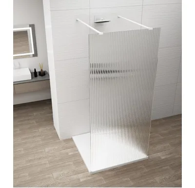 POLYSAN ESCA WHITE MATT jednodílná sprchová zástěna do prostoru, sklo Flute, 1300 mm