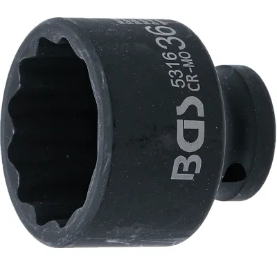 BGS Hlavice nástrčná, tvrzená, dvanáctihranná, 12,5 mm (1/2"), 36 mm - BGS 5316