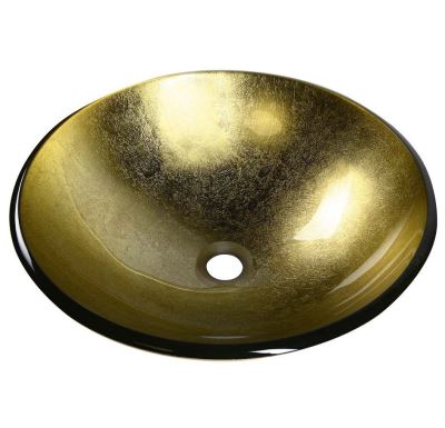SAPHO SHAY skleněné umyvadlo na desku Ø 42 cm, zlatá