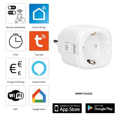 TUYA / SmartLife Chytrá zásuvka 16A s monitorem spotřeby, Smart Zigbee SMART-PLUG20