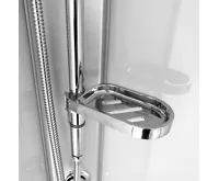 Sprchový box, čtvercový, 90 cm, profily satin, sklo Point, SMC vanička, se stříškou (2)