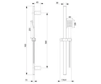SAPHO Sprchová souprava hranatá, posuvný držák 700mm, černá mat (7)