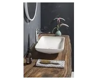 SAPHO INFRANE betonové umyvadlo na desku, včetně výpusti, 57x37cm, bílý pískovec (1)