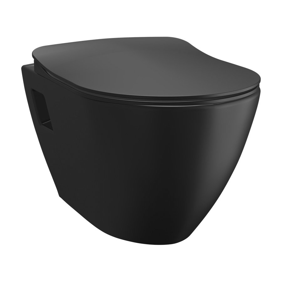 CREAVIT PAULA závěsná WC mísa, 35,5x50cm, černá mat