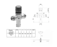 SAPHO Termostatický regulátor teploty vody, 1/2", 30-60 stupňů, zpětné klapky (2)