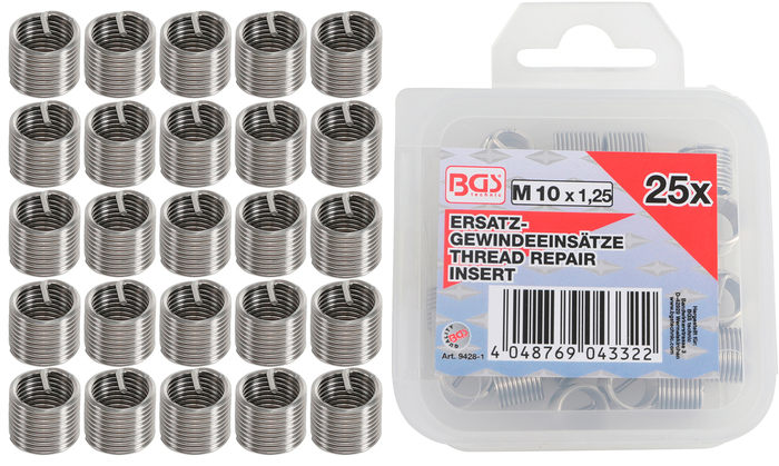 Bgs vložky náhradní m10 x 1,25; 25 ks