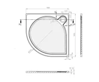 GELCO ARCA sprchová vanička z litého mramoru, čtvrtkruh 90x90cm, R550, bílá (6)