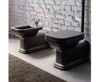 KERASAN WALDORF WC mísa stojící, 37x65cm, spodní/zadní odpad, černá mat (4)