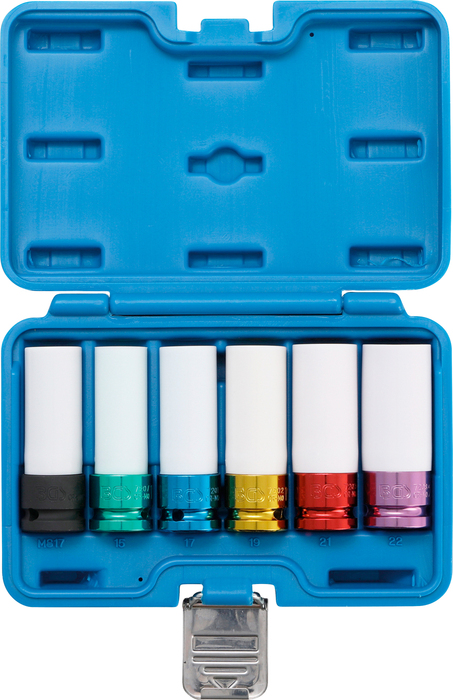 Bgs hlavice nástrčné 1/2", 15 - 22 mm, prodluž.,s plast. ochrannou, sada 6 dílů
