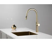 SAPHO FLAWO stojánková dřezová baterie s výsuvnou sprškou, zlato mat (6)