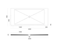 GSI Keramická sprchová vanička, obdélník 200x90x2cm, bílá mat (2)