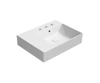 GSI KUBE X keramické umyvadlo 60x47cm, s odkládací plochou vlevo, 3 otvory, bílá ExtraGlaze GSI KUBE X keramické umyvadlo 60x47cm, s odkládací plochou vlevo, 3 otvory, bílá ExtraGlaze