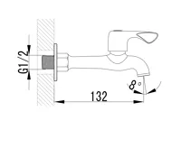 AQUALINE Nástěnný ventil 1/2", dlouhý, chrom (2)