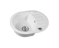 SAPHO Granitový vestavný dřez s odkapem, 61x46,5cm, bílá (1)