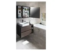 SAPHO MIRRÓ galerka s LED osvětlením, 90x70x16cm, borovice rustik (1)