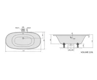 POLYSAN REGATA volně stojící vana 175x85x61cm, nohy chrom mat, černá/bílá (7)