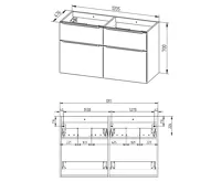 Mailo, koupelnová skříňka, dub, 4 zásuvky, 1210x700x480 mm (1)