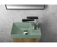 SAPHO PICCOLINO betonové umývátko 30,8x17cm, baterie vpravo, zelená mat (7)