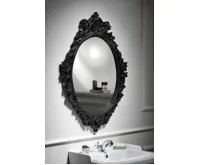 SAPHO DESNA oválné zrcadlo ve vyřezávaném rámu, 80x100cm, černá (2)