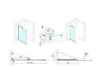 POLYSAN ROLLS BLACK sprchové dveře do prostoru 1400 mm, výška 2000 mm, čiré sklo (9)