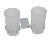 NOVASERVIS Dvojitý držák kartáčků a pasty sklo Metalia 9 chrom - 0957,0