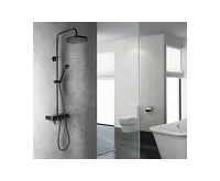 AQUALINE FARRAO sprchový sloup s baterií a napouštěním, černá mat (1)