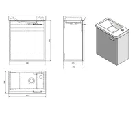 AQUALINE ZOJA/KERAMIA FRESH umyvadlová skříňka 44x50x25,3cm, dub platin (5)