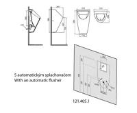 BRUCKNER SCHWARN urinál s automatickým splachovačem 6V DC, zadní přívod, zadní odpad (4)