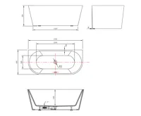 AQUALINE TAJO nástěnná stojící vana, 170x80cm, bílá (8)