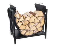 HomeLife Stojan na krbové dřevo s nosičem LOKI, 43 x 45,7 x 30 cm HomeLife Stojan na krbové dřevo s nosičem LOKI, 43 x 45,7 x 30 cm