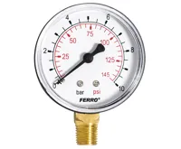 Manometr - tlakoměr 63mm 1/4" Radiál - spodní vývod 0-10 bar