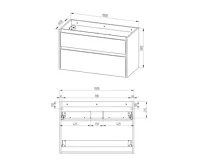 Opto, koupelnová skříňka, umyvadlo z litého mramoru, dub, 2 zásuvky, 1010x580x458 mm (9)